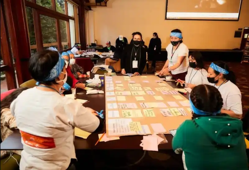 Equipo trabajando con una comunidad